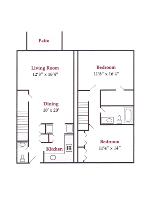 Northgate 2 bedroom townhome floorplan