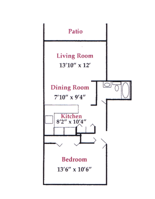 1 bedroom traditional floor plan